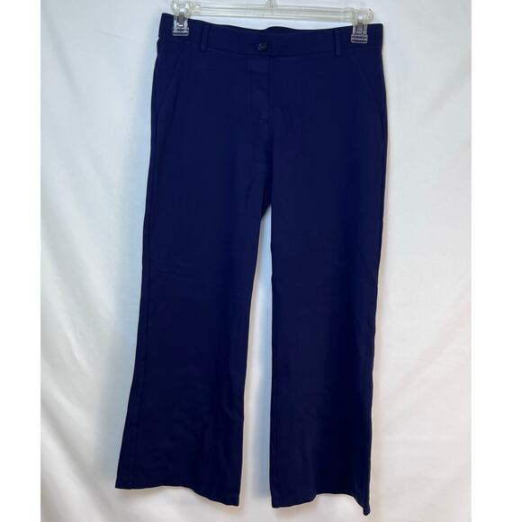 Betabrand Women's L Navy Blue Flare Leg Slip On Athleisure Pants - Picture 1 of 8